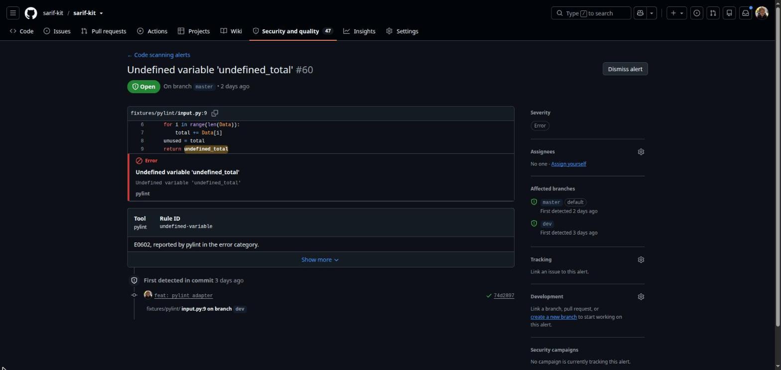 A pylint finding rendered as a GitHub Code Scanning alert